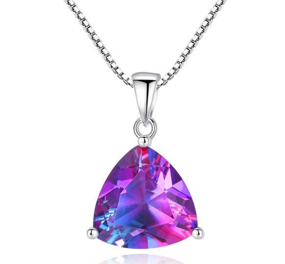 Silver Pendant Necklace for Women | Casual Collection Rainbow Stone