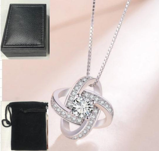 Sterling Silver Four-Leaf Clover Pendant Necklace WG