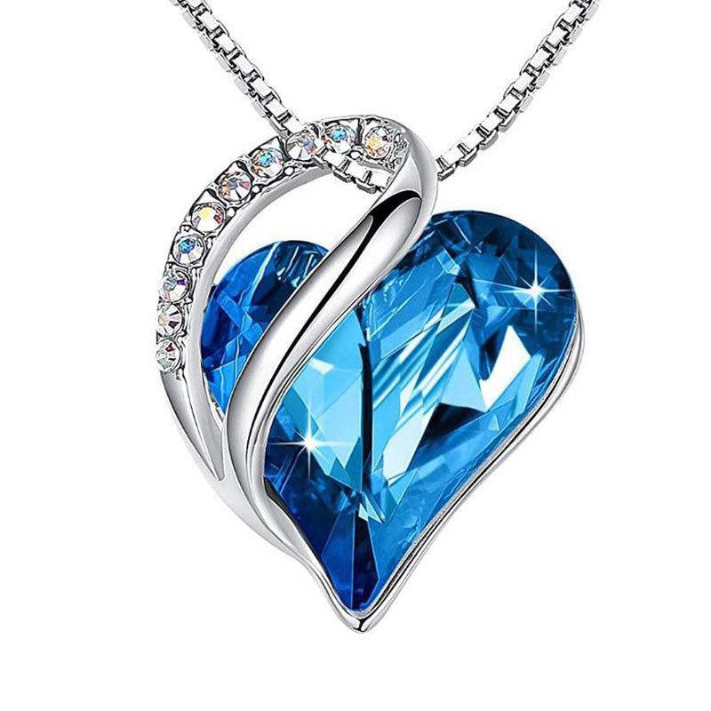 925 Silver Heart Shaped Necklace - Fashion Wear Blue