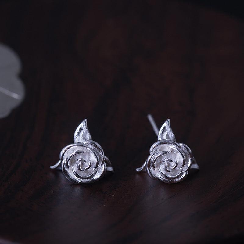 Elegant Rose Earrings | Daily Wear Sliver