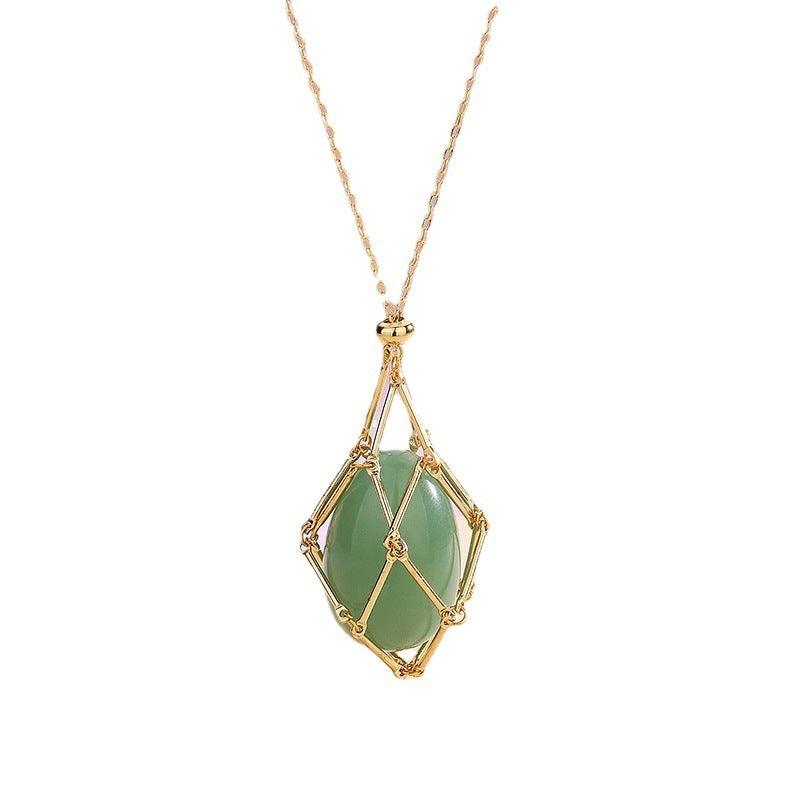 Natural Crystal Energy Pendant Necklace - Daily Wear Green Jade