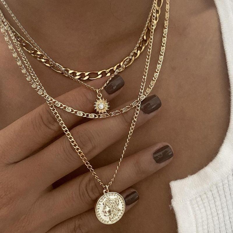Chunky Gold Charm Necklace | Party Wear