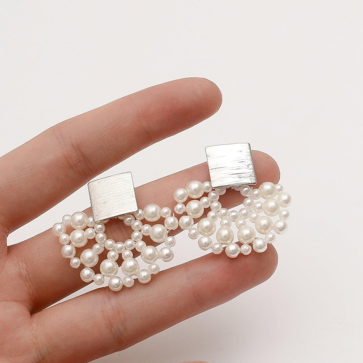 Handmade Pearl Woven Scalloped Pearl Stud | Party Wear
