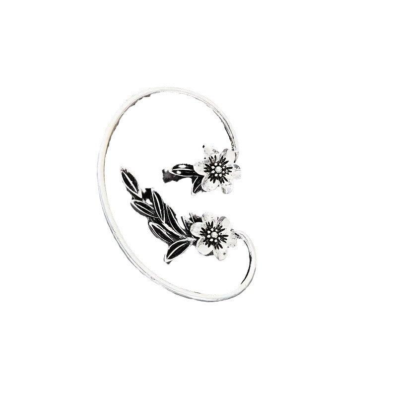 Asymmetric Vintage Plant Flower Ear Hooks