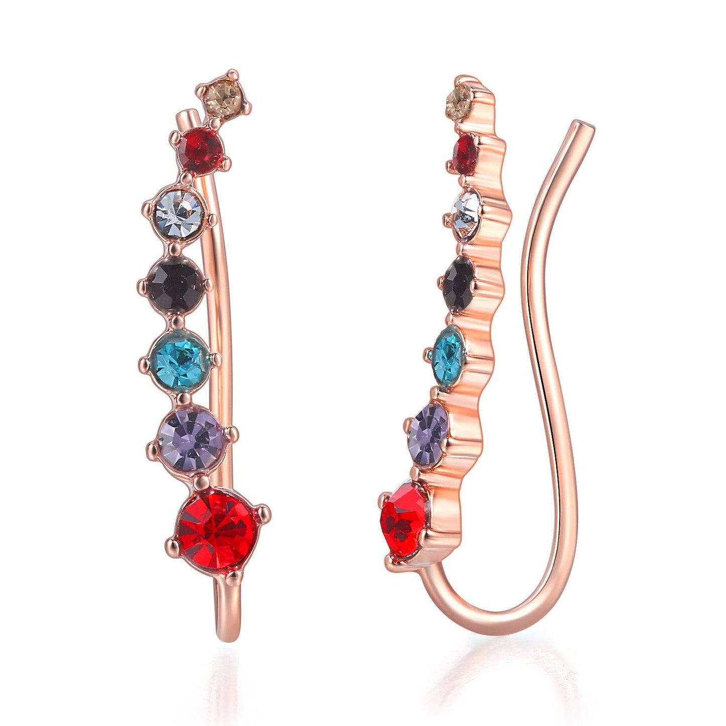 Zircon Ear Hanging Jewelry - Daily Wear Rose Gold Colorful Crystals