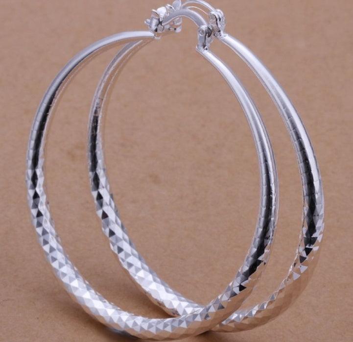 925 Silver Exaggerated Large Hoop Earrings