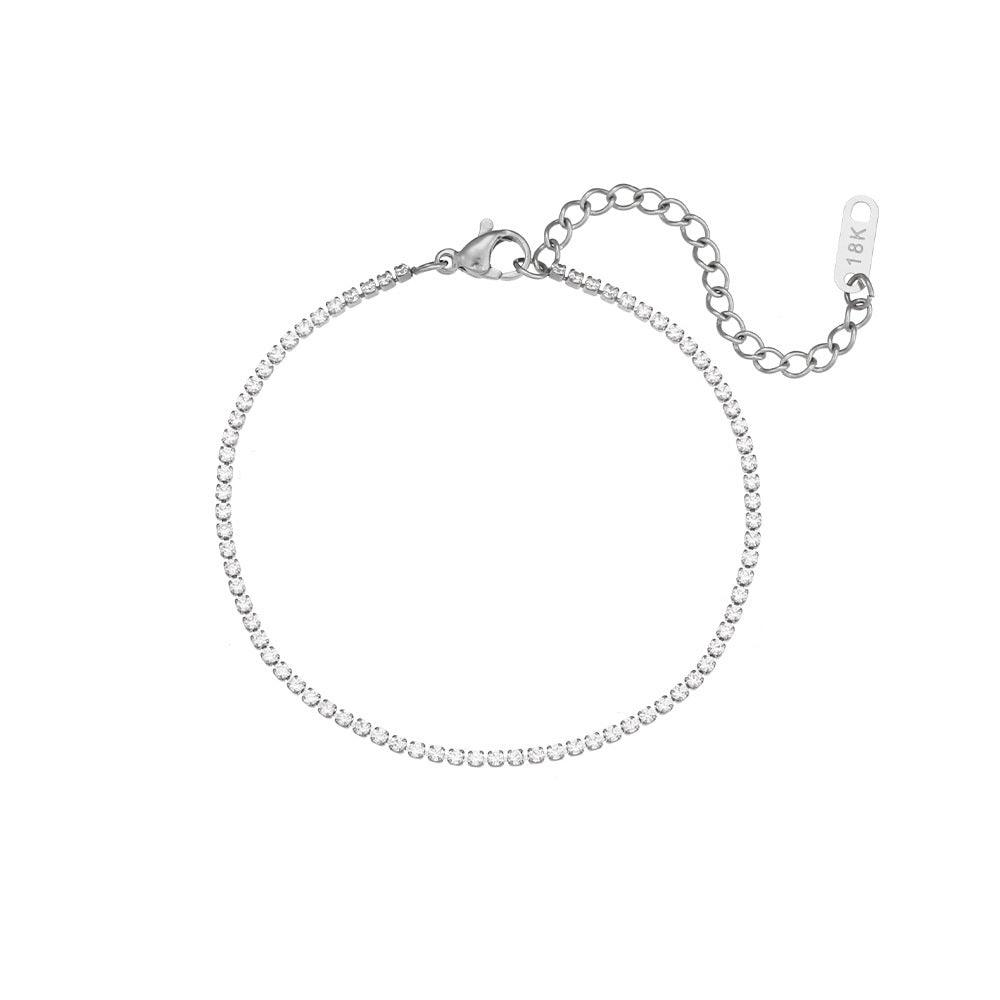 BoldlyBeautifuls Unique Necklace and Bracelet For Daily Wear 2mm Zircon Bracelet Silvery