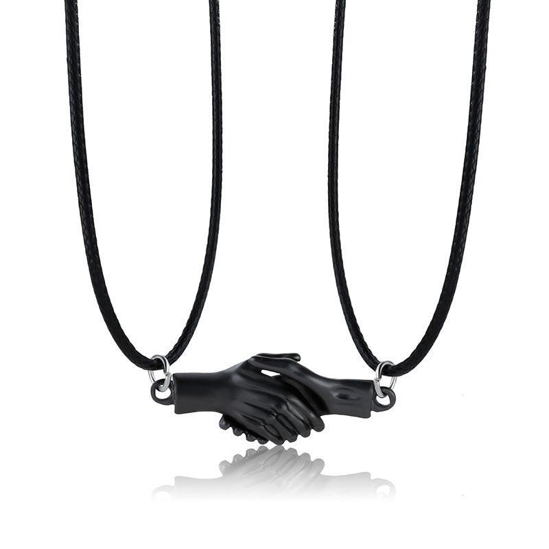 Magnetic Palm Couple Necklace Matt black