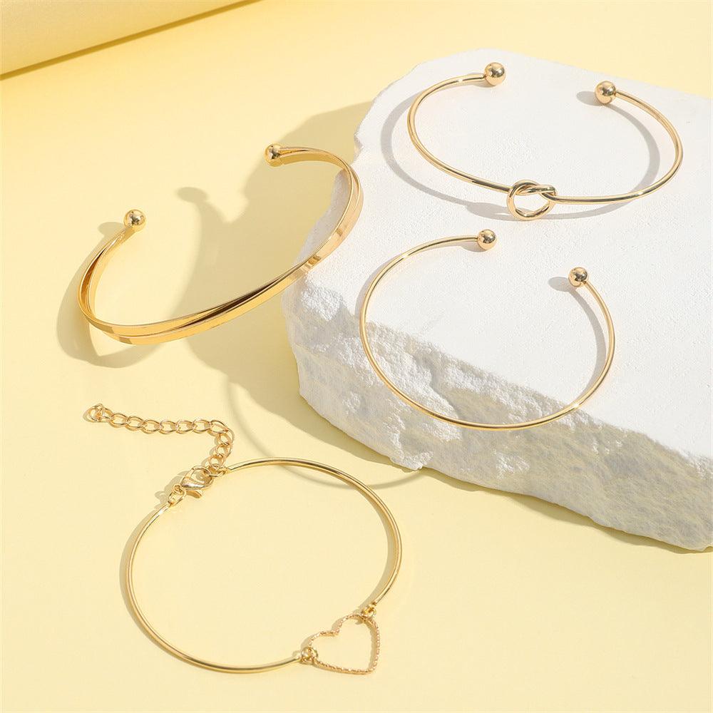 Vintage Crystal Heart Love Bangle Bracelet | Fashion Wear