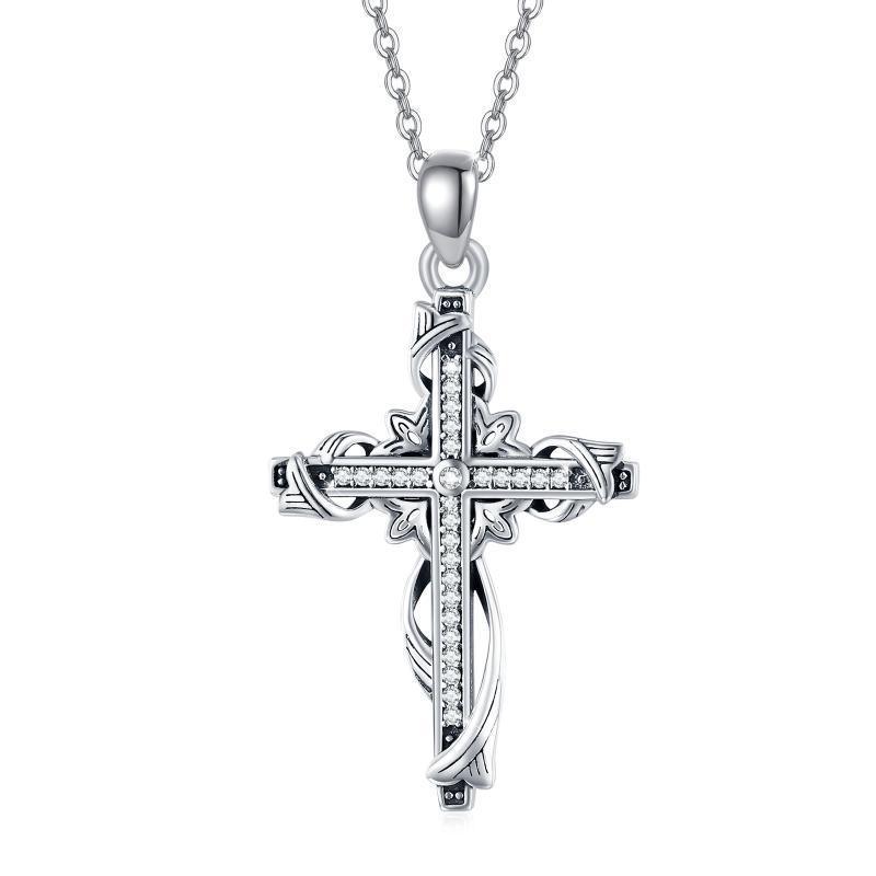 925 Sterling Silver - Cross Pendant Necklace Silver