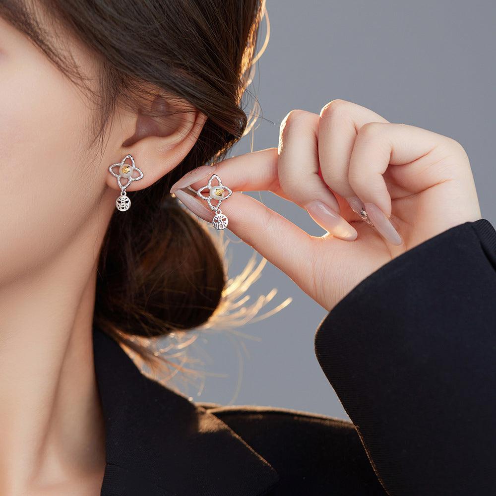 Bee Flower Silver Pearl Earrings | 2025 925 Silver 925 Silver