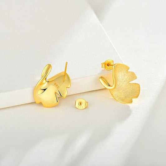 Ginkgo Biloba Style Gold Plated Studs | Daily Wear Gold