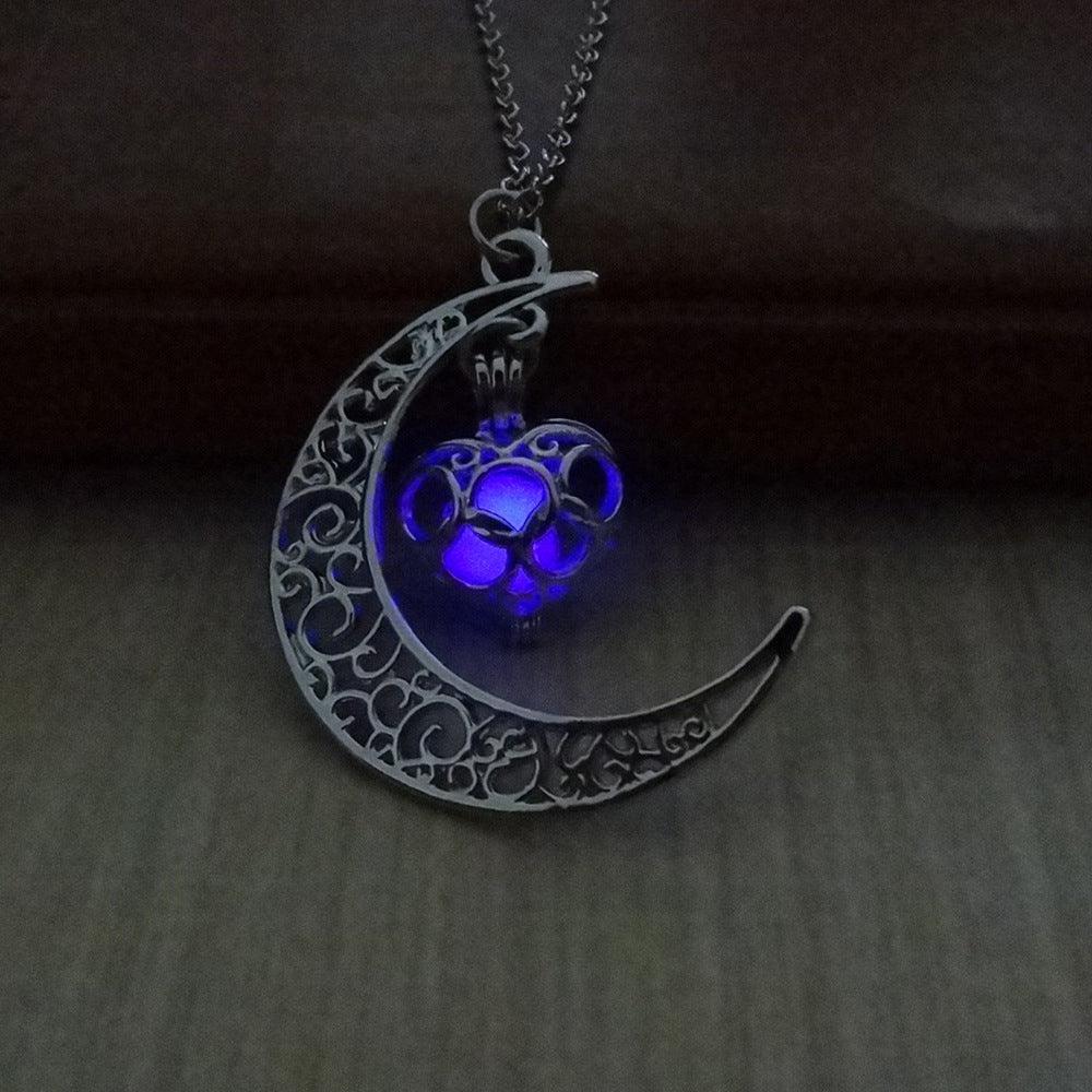Glowing Pendant Silver Plated Necklace | Daily Wear Love Purple