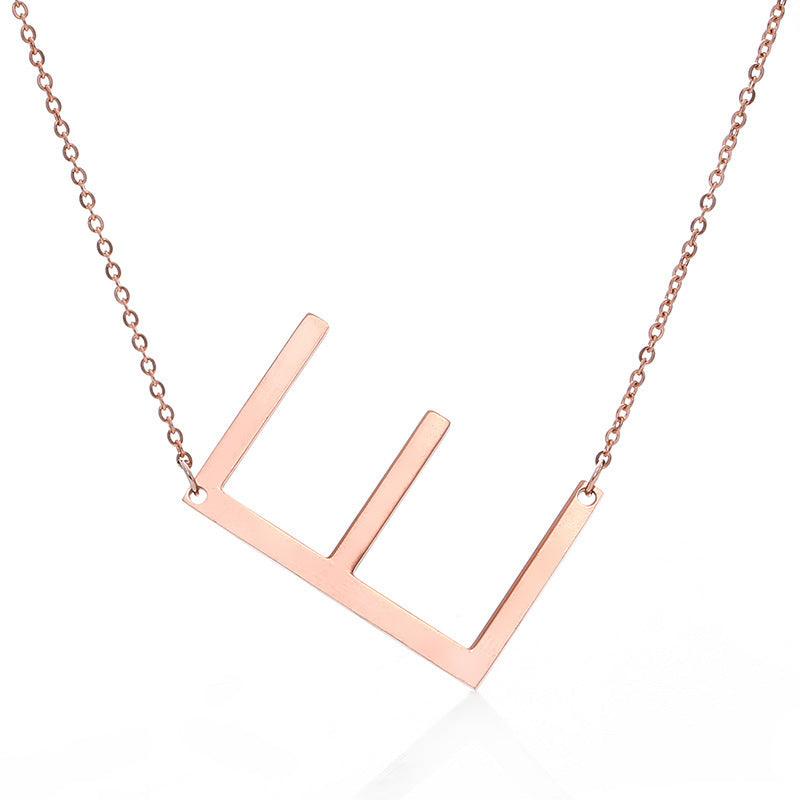 Initial Letter Pendant & Necklace | Gold Plated Rose Gold E