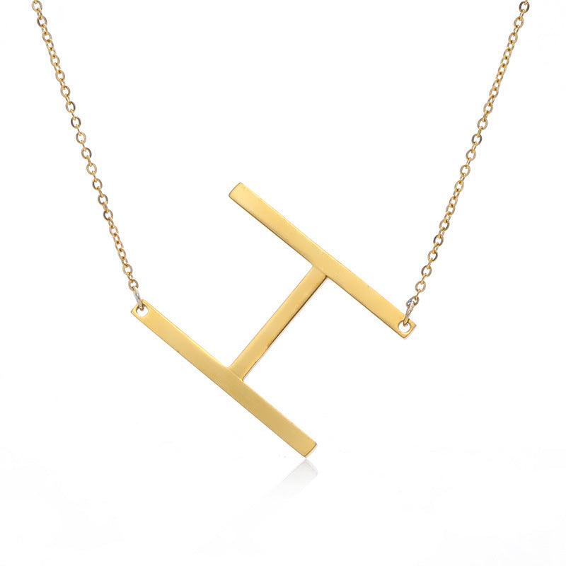 Initial Letter Pendant & Necklace | Gold Plated Gold H