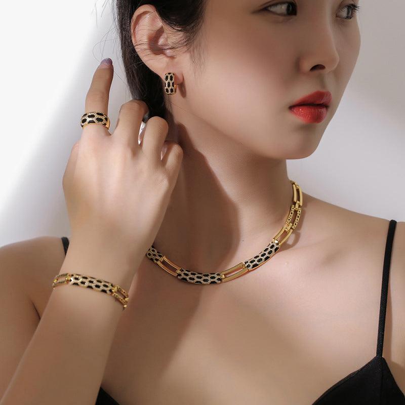 Korean Diamond Earring & Necklace Set | Fashion Wear