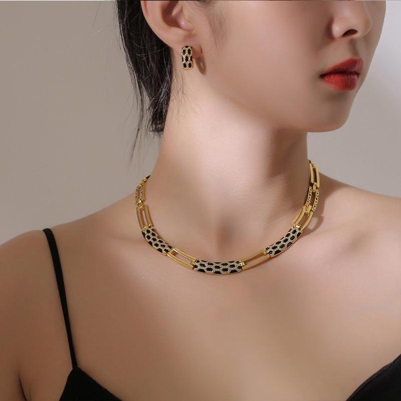 Korean Diamond Earring & Necklace Set | Fashion Wear