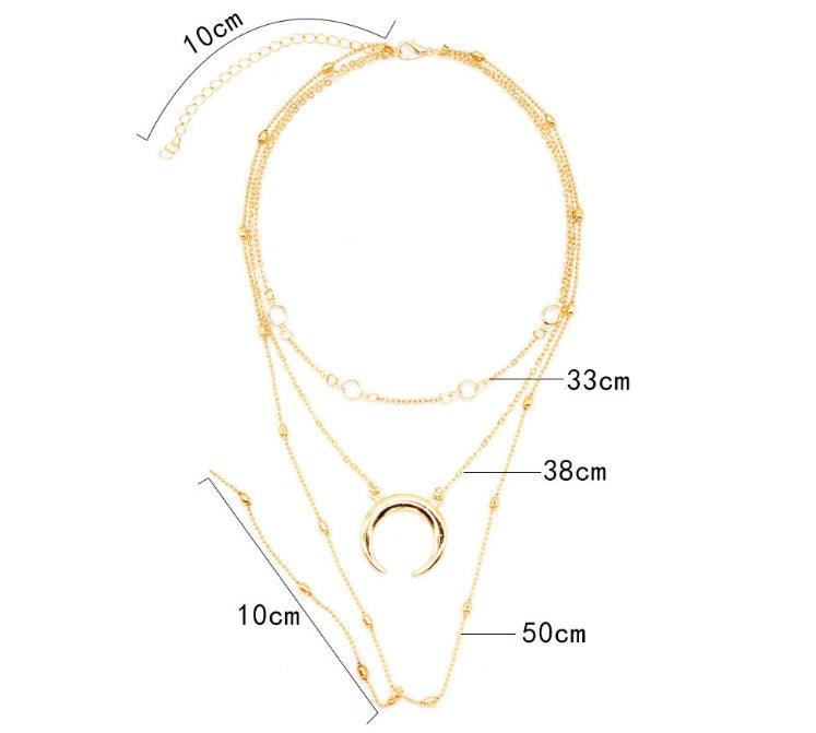 Multilayer Crescent Moon Choker Necklace | Daily Wear
