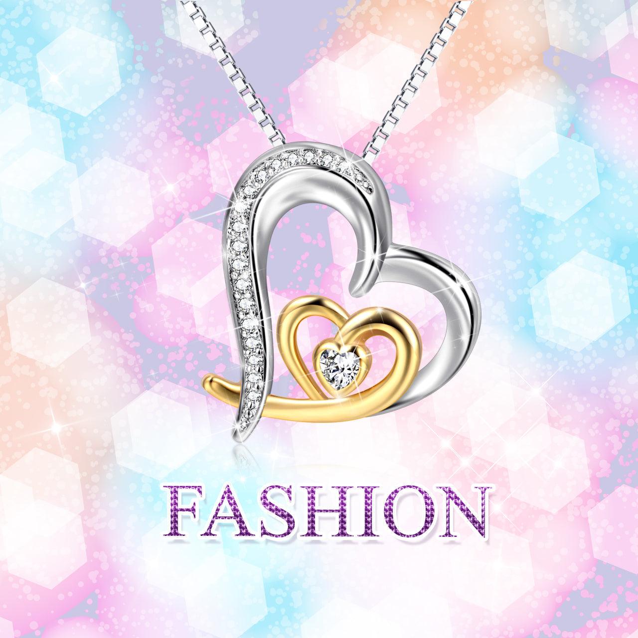 Two-Tone Heart Moving Zircon Chain | Daily Wear