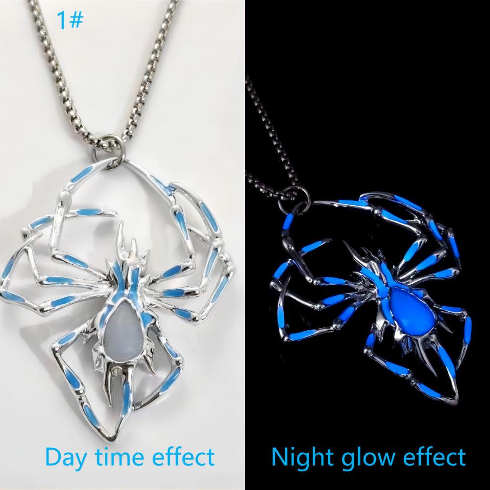 Luminous Spider Necklace - Vintage Glowing Jewelry Blue Light