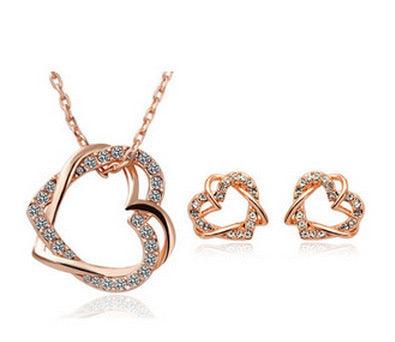 Double Diamond Heart Fashion Jewelry Set | Daily Wear