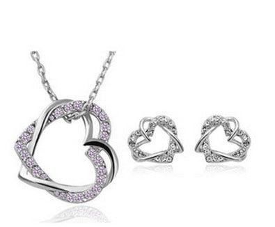 Double Diamond Heart Fashion Jewelry Set | Daily Wear Sliver