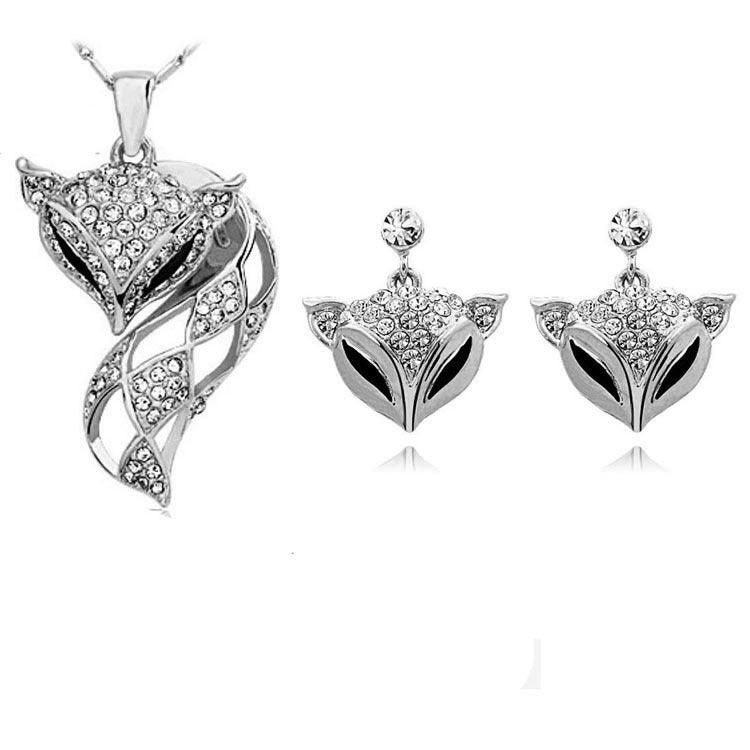 Fox Necklace and Earrings Set