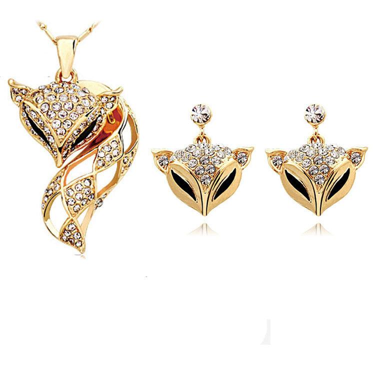 Fox Necklace and Earrings Set