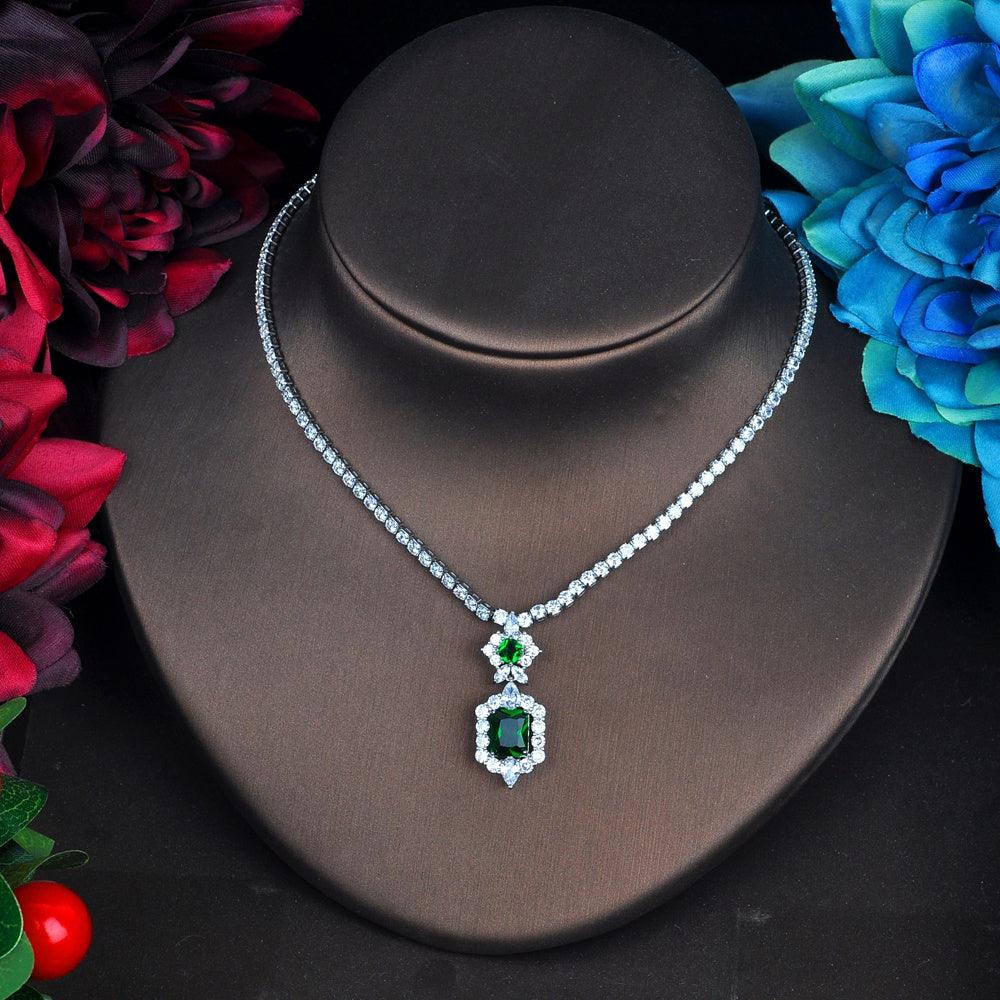 Minimalist Dark Green Jewelry Set | Bridal Jewelry