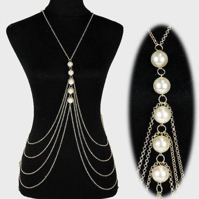 Pearl Body Chain | Party Collection Gold