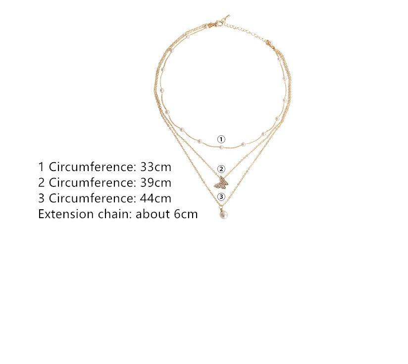 Multilayer Pearl Butterfly Necklace | Party Wear