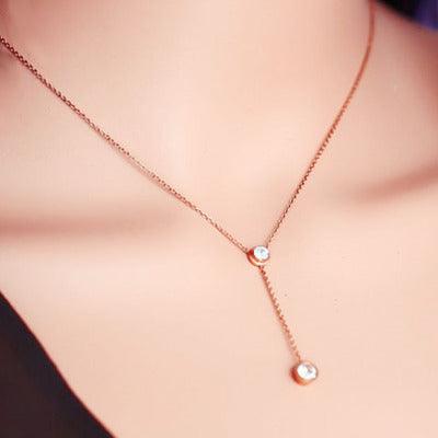 18K Rose Gold Drill Necklace - Daily Wear