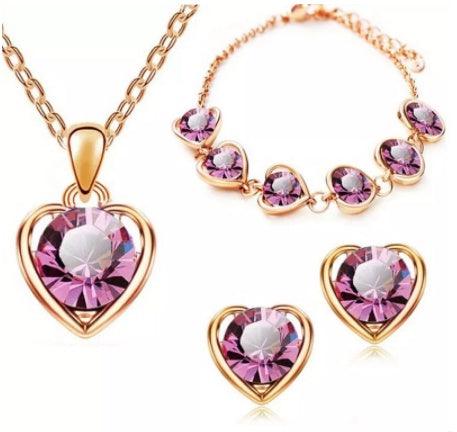 Peach Heart Jewelry Set | Daily Wear Collection Rose red A