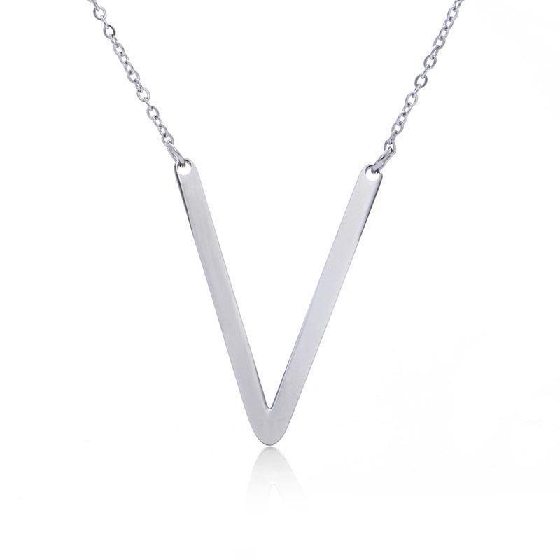 Initial Letter Pendant & Necklace | Gold Plated Silver V