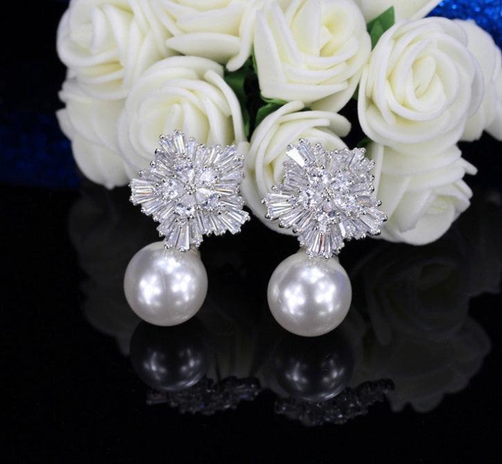 Pearl Earrings For Women With Fireworks