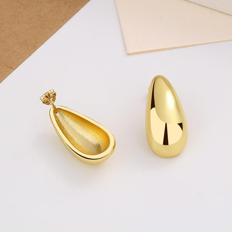 Water Drop Glossy Plating Elegant Earrings