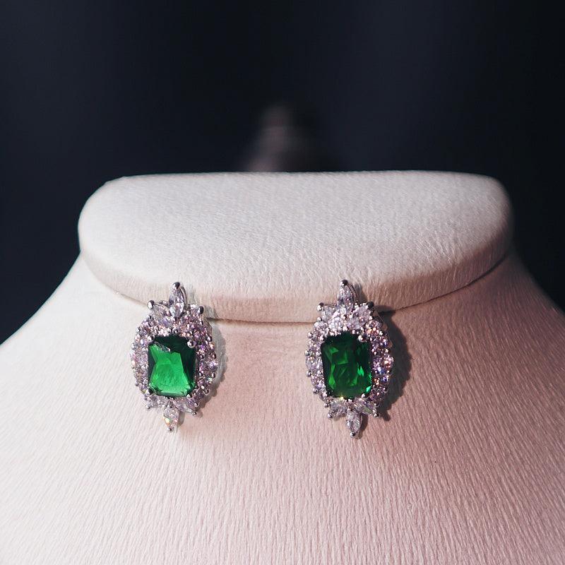 Minimalist Dark Green Jewelry Set | Bridal Jewelry