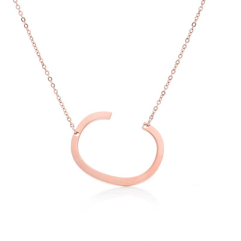 Initial Letter Pendant & Necklace | Gold Plated Rose Gold C