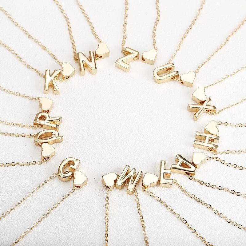 Peach Heart Shaped Letter Necklace | BoldlyBeautifuls