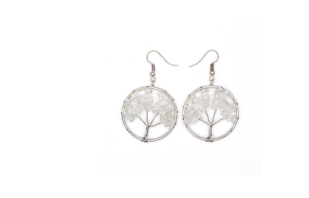 Crystal Tree Wishing Tree Earrings - Fashion Wear White
