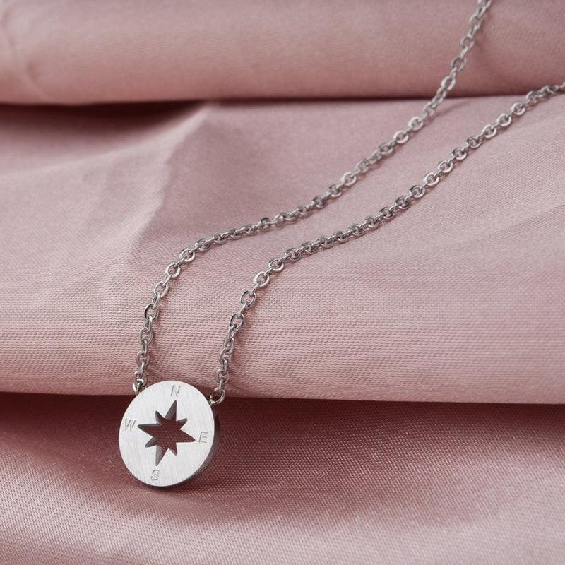 Round Disc Compass Necklace | Fashion Wear