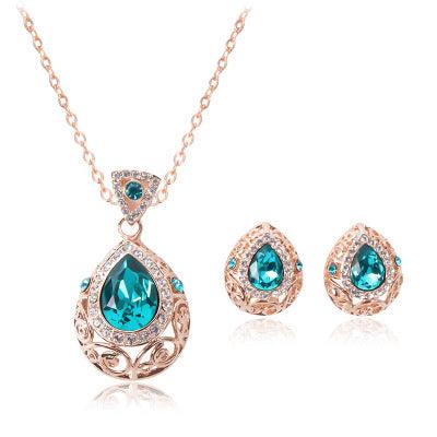 Exquisite Hollow Pattern | Bridal Jewelry Set Green