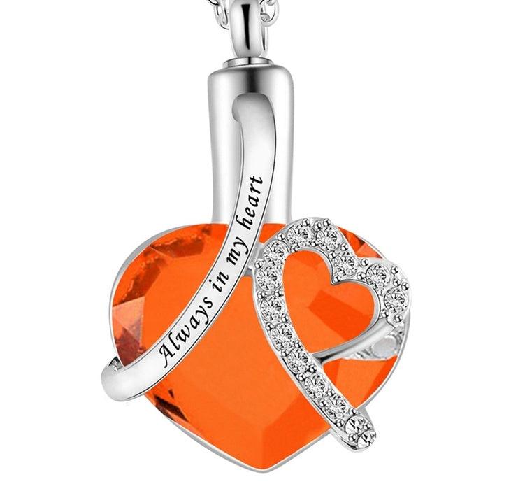 Heart-Shaped Pendant And Perfume Bottle Necklace Orange