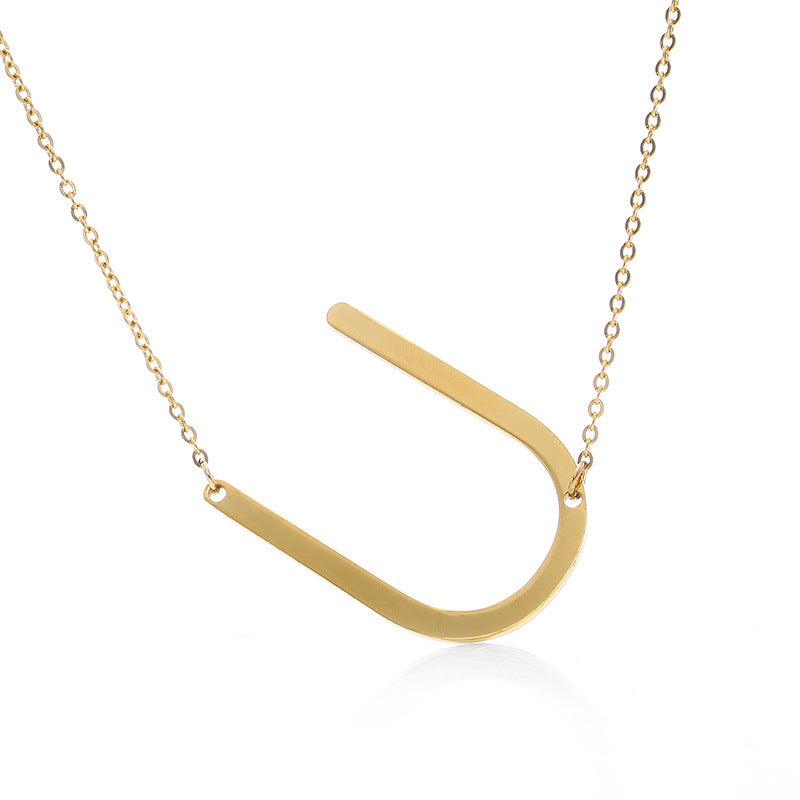Initial Letter Pendant & Necklace | Gold Plated Gold U