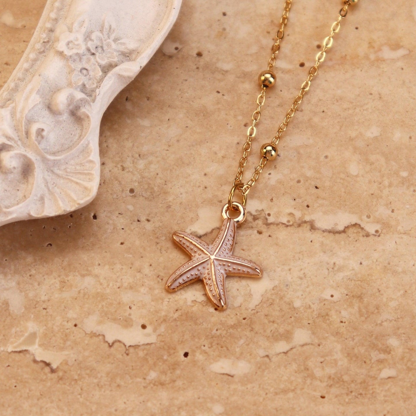 Titanium Steel Pearl Shell Conch Necklace | Beach Wear