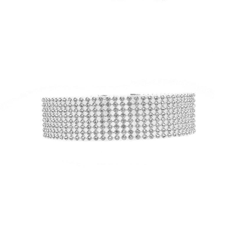 Fashion Women Full Crystal Rhinestone Choker Necklace Wedding Jewelry White 25mm