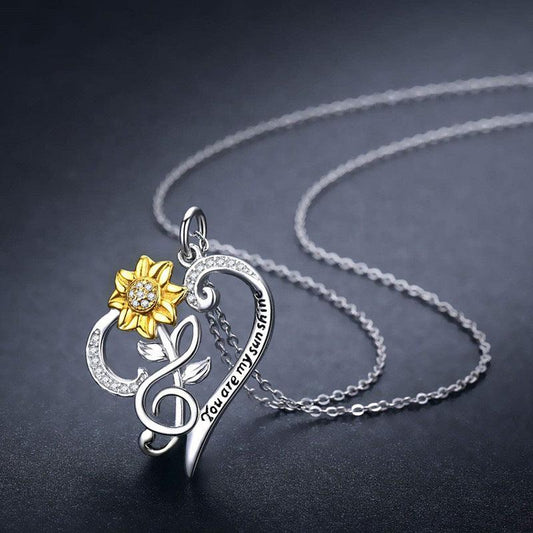 Sunflower Heart-Shaped Small Pendant Necklace | Daily Wear