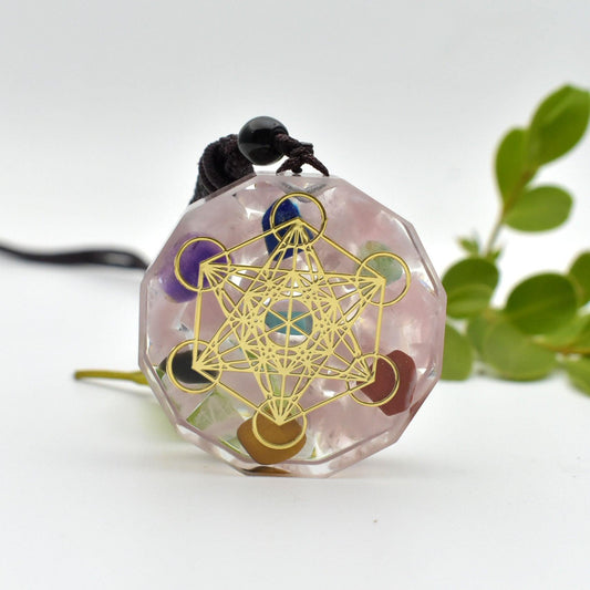Crystal Chakra Reiki Healing Orgonite Necklace default