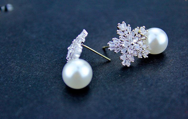 Elegant Snow Pearl Earrings | Daily Wear