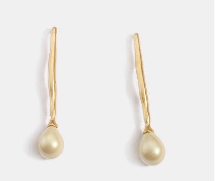 Simple Pearl Earrings | Party Wear Golden